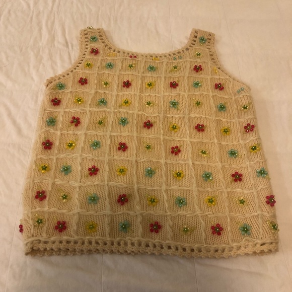 Vintage wool beaded floral vest EUC - Picture 5 of 9